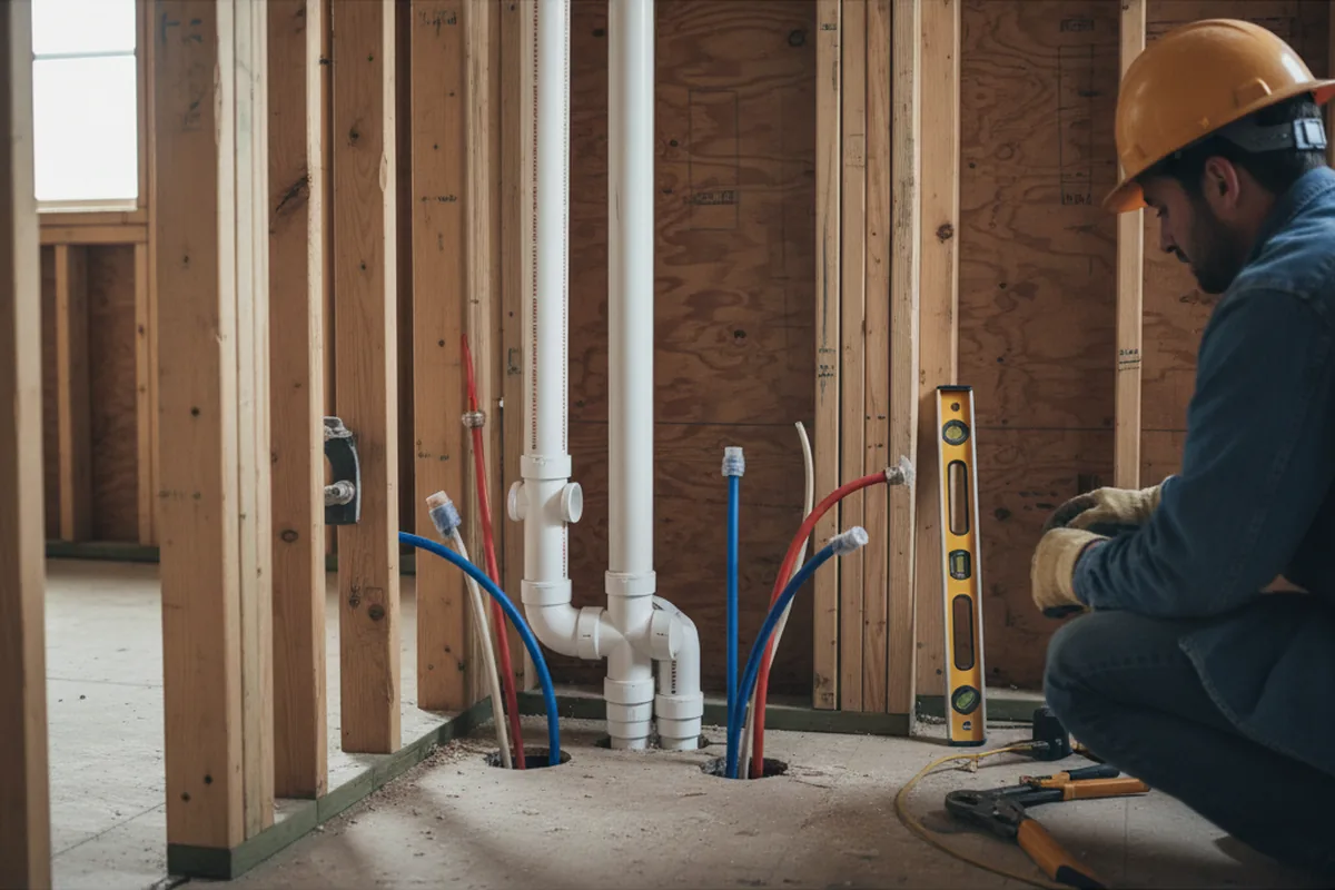 Drain and supply rough-in during Leak Detection in Jamesville
